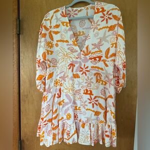 Beachy V-Neck Dress with Ruffle Hem